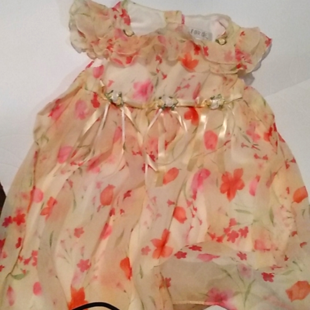 24 months yellow and pink flowers dress